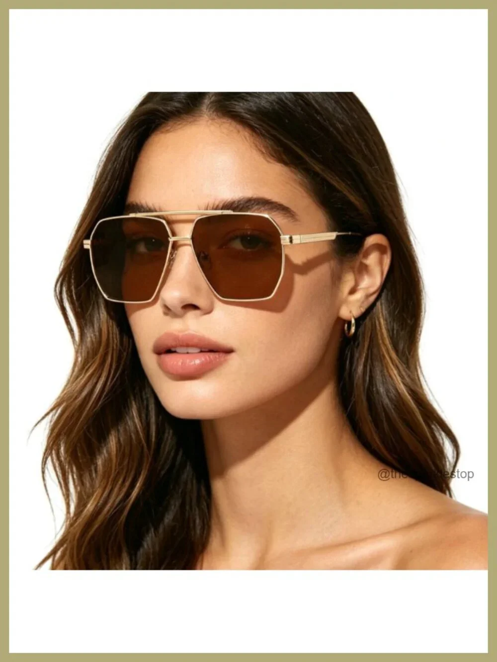 Retro Oversized Square Sunglasses UV400 Protection Metal Frame